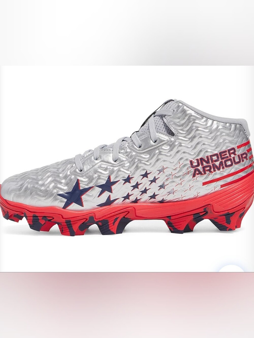 Under Armour Boys' Spotlight Hammer Jr. USA Football Cleats Size 3 - Picture 2 of 8